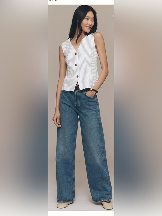 Agolde Denim - AGOLDE Ren High-Rise Wide-Leg Jeans Carpenter Dark Wash 27 $248